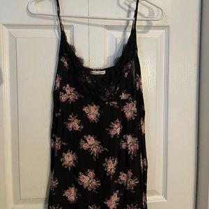 American Eagle Black Floral Slip Dress